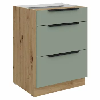   Alsó szekrény, aquamarine/artisan tölgy, ARSANY 60 D 3S BB | Zöld | Faforgács