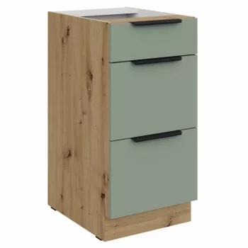  Alsó szekrény, aquamarine/artisan tölgy, ARSANY 40 D 3S BB | Zöld | Faforgács