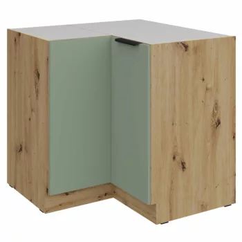   Alsó sarokszekrény, aquamarine/artisan tölgy, ARSANY 90x90 DN 2F BB | Barna | Faforgács
