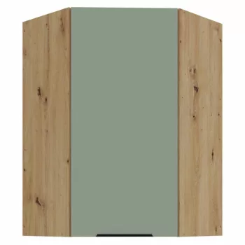   Felső sarokszekrény, aquamarine/artisan tölgy, ARSANY 60x60 GN-90 1F | Zöld | Faforgács