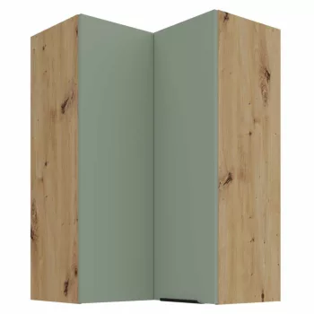   Felső sarokszekrény, aquamarine/artisan tölgy, ARSANY 60x60 GN-90 2F | Zöld | Faforgács