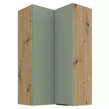   Felső sarokszekrény, aquamarine/artisan tölgy, ARSANY 60x60 GN-108 2F | Zöld | Faforgács