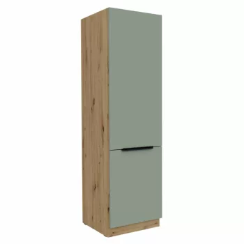   Szekrény beépíthető hűtőszekrényhez, aquamarine/artisan tölgy, ARSANY 60 LO-210 2F | Zöld | Faforgács