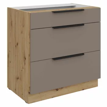   Alsó szekrény, sandgrau/artisan tölgy, FRISBO 80 D 3S BB | Bézs | Faforgács