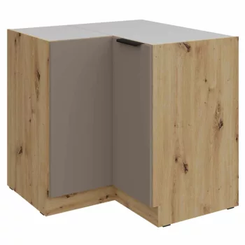   Alsó sarokszekrény, sandgrau/artisan tölgy, FRISBO 90x90 DN 2F BB | Bézs | Faforgács
