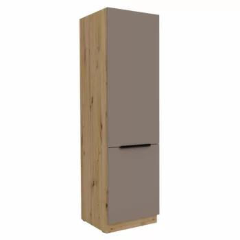   Szekrény beépíthető hűtőszekrényhez, sandgrau/artisan tölgy, FRISBO 60 LO-210 2F | Bézs | Faforgács