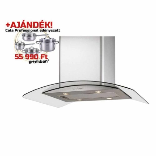 Cata - Páraelszívó ISLA GAMMA 900 X/E inox-üveg LED + Cata PROFESSIONAL edényszett - A készlet erejéig rendelhető!