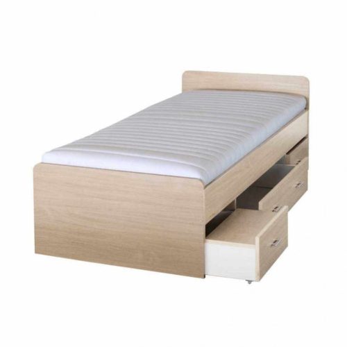 Ágy ágyneműtartóval, juharfa, 90x200 cm, DUET