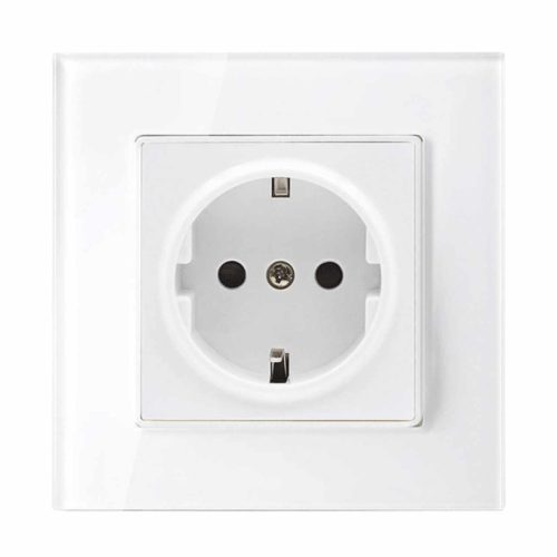GERMAN TYPE SOCKET 16A GLASS FRAME WHITE+C. BOX