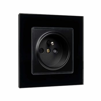 FRENCH TYPE SOCKET 16A GLASS FRAME BLACK+C. BOX