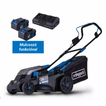   Scheppach akkus fűnyíró indukciós motorral 4 az 1-ben 2x20V, IXES 20V (2 db akkuval és töltővel), BC-MP380-X-SET XL2