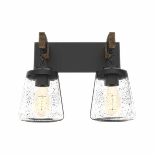 ELMARK | PAOLA WALL LAMP 2XE27 MATT BLACK/WOOD