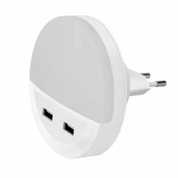 LED ÉJSZAKAI LÁMPA 2xUSB-VEL 0.5W 3000K