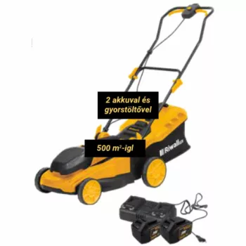   RIWALL Akkus fűnyíró 40 V, 2 az 1-ben (2x20V 4,5Ah akkuval és 4Ah dupla gyorstöltővel), RALM 4020i SET