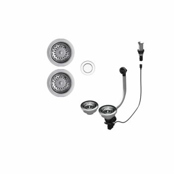   ELLECI - ASP23002 (PUSH-CONTROL POP-UP) automata dugókiemelő kétmedencés mosogatóhoz inox