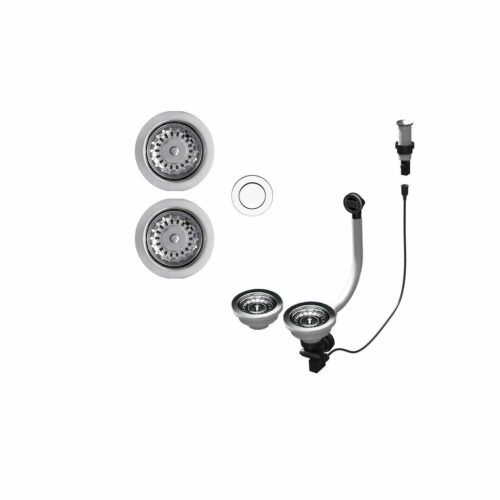 ELLECI - ASP23002 (PUSH-CONTROL POP-UP) automata dugókiemelő kétmedencés mosogatóhoz inox