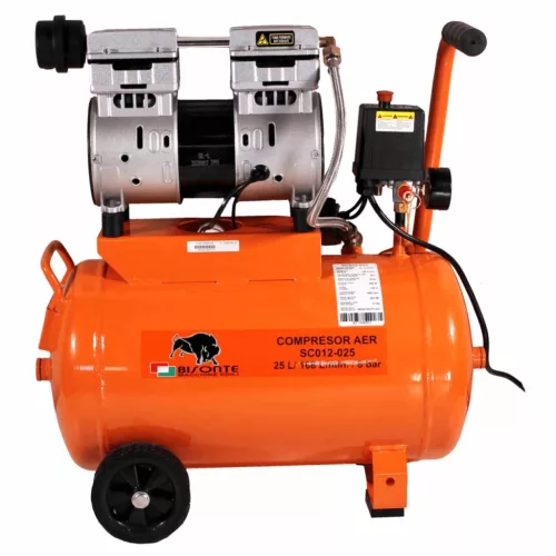 Bisonte SC012-025 direktmeghajtású, csendes, olajmentes kompresszor (8bar 25liter 850W)