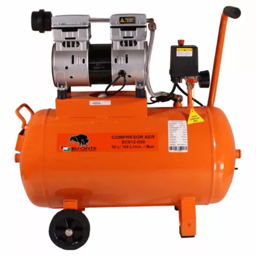 Bisonte SC012-050 direktmeghajtású, csendes, olajmentes kompresszor (8bar 50liter 850W)