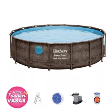   Bestway BORA BORA rattan hatású fémvázas medence szett 549 x 122 cm 
