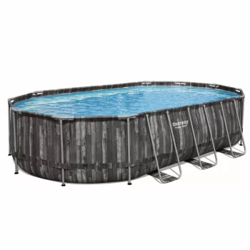   BESTWAY ESPIRITU Fa hatású Ovális fémvázas medence szett 610x366x122 cm, FFA 502