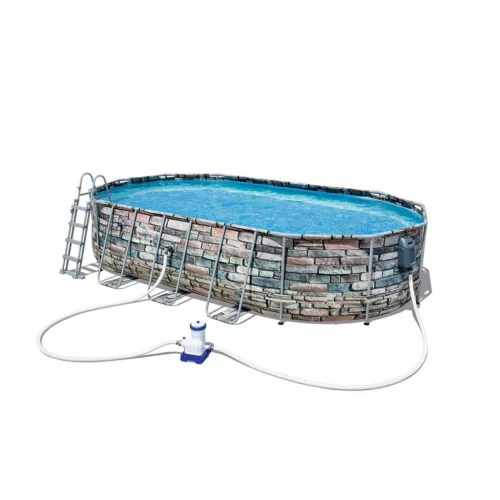 BESTWAY Korzika Comfort Jet ovális fémvázas medence szett 610 x 366 x 122 cm
