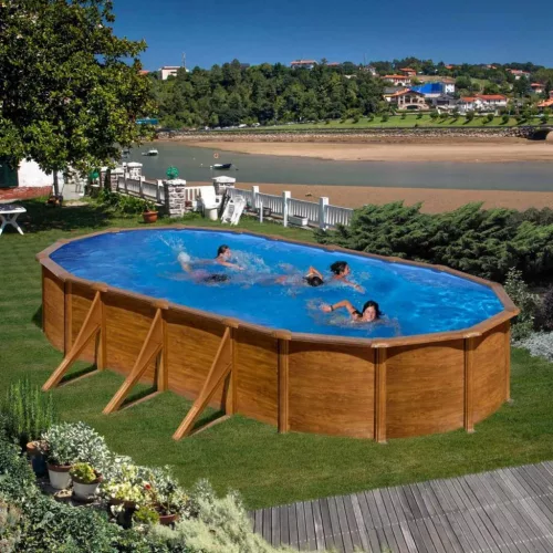 PONTAQUA WOOD 7,3x3,75x1,2 m ovális merevfalú medence, FFA 783