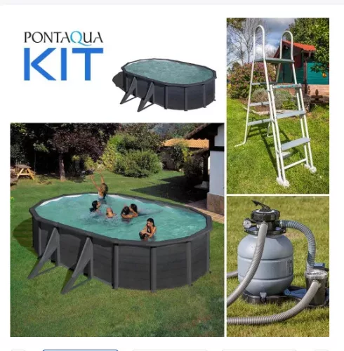 PONTAQUA KIT GRAPHITE fémfalas családi medence szett 6,1 x 3,75 x 1,2 m, FFA_861