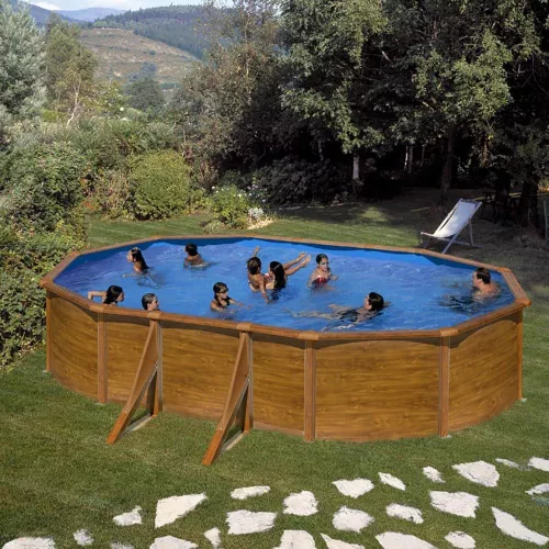 PONTAQUA KIT WOOD fémfalas családi medence szett 5,0 x 3,0 x 1,2 m