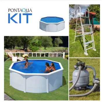   PONTAQUA KIT WHITE kerek fémfalas családi medence szett 3,5 x 1,2 m 