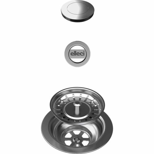 ELLECI- Automata dugókiemelő  OPEN UP 1 m. mosogatókhoz 3,5" túlfolyóval, szűrővel, kerek csatl. inox