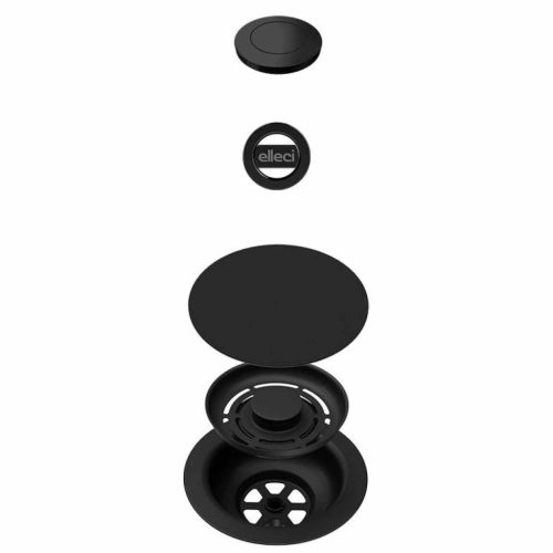 ELLECI - GHOST FLOW OPEN UP (nyomógombos) automata dugókiemelő egymedencés mosogatókhoz fekete színben