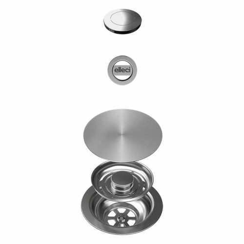 ELLECI - GHOST FLOW OPEN UP (nyomógombos) automata dugókiemelő egymedencés mosogatókhoz inox színben 