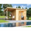 fából készült kerti ház KARIBU MERSEBURG 5 + egy menedéket 166 cm (68767) natur LG1703