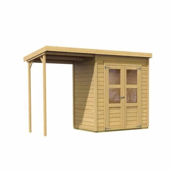   fából készült kerti ház KARIBU MERSEBURG 2 + egy menedéket 166 cm (68762) natur LG1749
