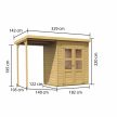 fából készült kerti ház KARIBU MERSEBURG 2 + egy menedéket 166 cm (68762) natur LG1749