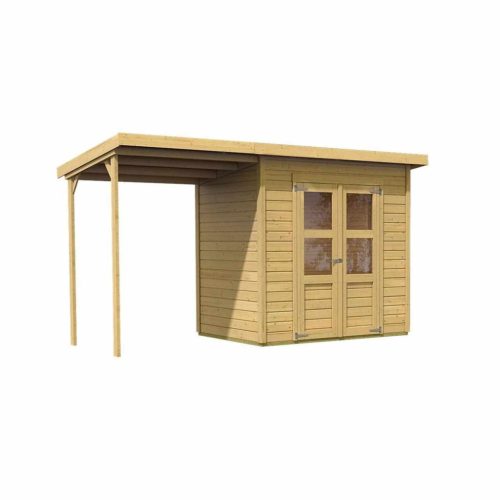 fából készült kerti ház KARIBU MERSEBURG 3 + egy menedéket 166 cm (68763) natur LG1750