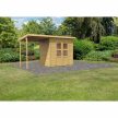 fából készült kerti ház KARIBU MERSEBURG 3 + egy menedéket 166 cm (68763) natur LG1750