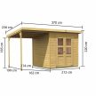 fából készült kerti ház KARIBU MERSEBURG 4 + egy menedéket 166 cm (68765) natur LG1751