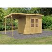 fából készült kerti ház KARIBU MERSEBURG 4 + egy menedéket 166 cm (68765) natur LG1751