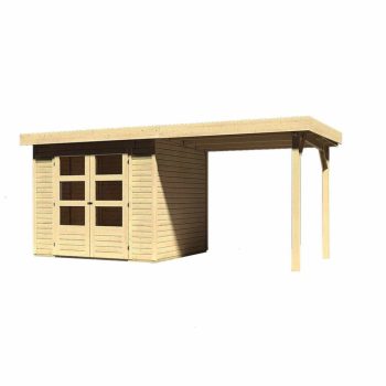   fából készült kerti ház KARIBU ASKOLA 3 + egy menedéket  240 cm (73246) natur LG1764