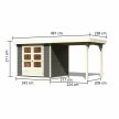 fából készült kerti ház KARIBU ASKOLA 3 + egy menedéket 240 cm (82905) terragrau LG1765