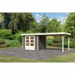 fából készült kerti ház KARIBU ASKOLA 3 + egy menedéket 280 cm (82924) terragrau LG1769