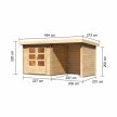 fából készült kerti ház KARIBU BASTRUP 2 + egy menedéket 200 cm a hát-és oldalfalakkal együtt (73314) natur LG2944