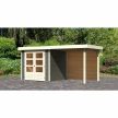 fából készült kerti ház KARIBU ASKOLA 2 + egy menedéket 240 cm beleértve a hátsó falat is (9165) terragrau LG3211