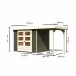 fából készült kerti ház KARIBU ASKOLA 3 + egy menedéket 150 cm (23497) terragrau LG3228