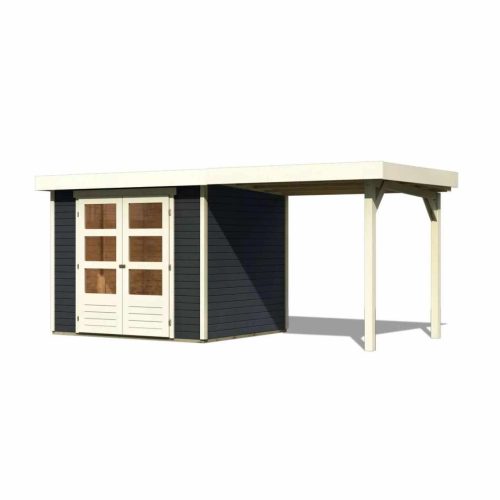 fából készült kerti ház KARIBU ASKOLA 3 + egy menedéket 240 cm (38662) antracit LG3230