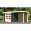 fából készült kerti ház KARIBU ASKOLA 3 + egy menedéket 240 cm beleértve a hátsó falat is (38663) antracit LG3233