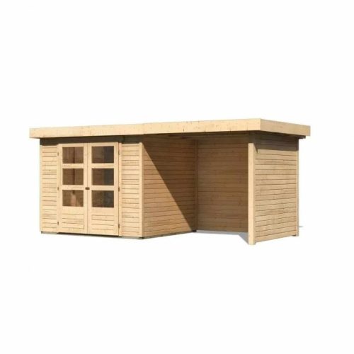 fából készült kerti ház KARIBU ASKOLA 3 + egy menedéket 240 cm (77725) natur LG3234