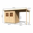 fából készült kerti ház KARIBU GLUCKSBURG 2 + egy menedéket 190 cm (83229) natur LG3489