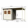 fából készült kerti ház KARIBU GLUCKSBURG 2 + egy menedéket 190 cm (83230) terragrau LG3490